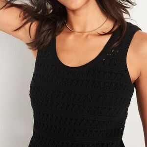 Crochet open knit black 100% Cotton tank top size M